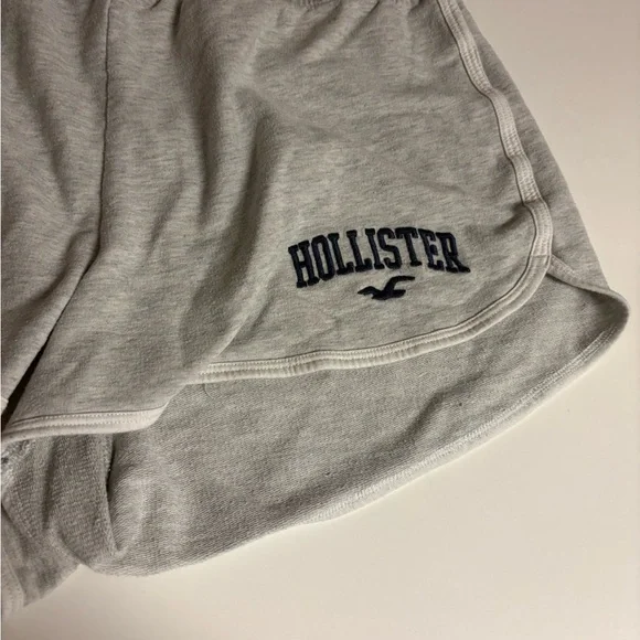 Hollister Light Gray Athletic Lounge Shorts with Navy Logo - Picture 2 of 4